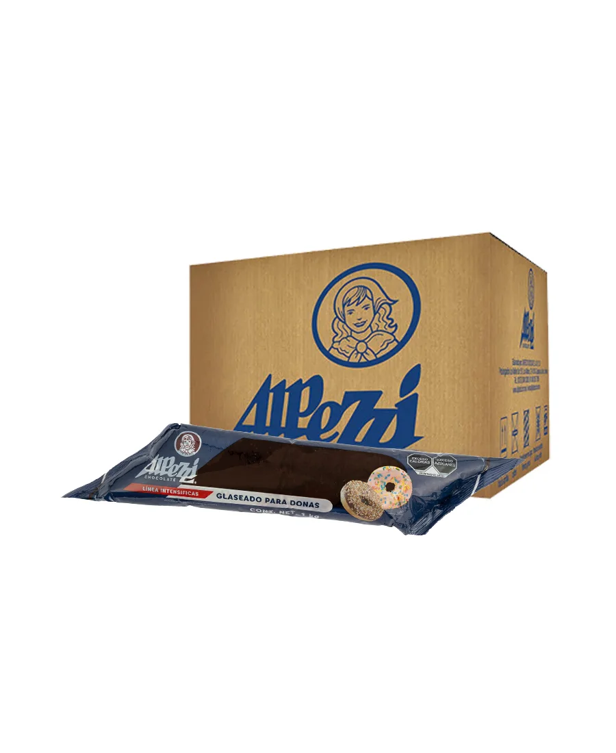 Glaseado para donas Icing de Chocolate Alpezzi Caja de 5 Kg con 5 mangas de 1 Kg