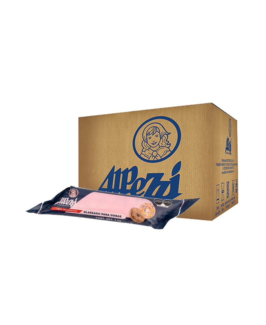 Glaseado para donas Icing de Fresa Alpezzi Caja de 5 Kg con 5 mangas de 1 Kg