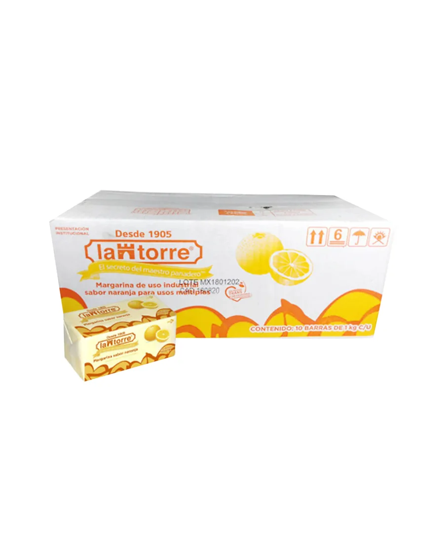 Margarina sabor Naranja La Torre Caja de 10 piezas de 1 Kg cada una