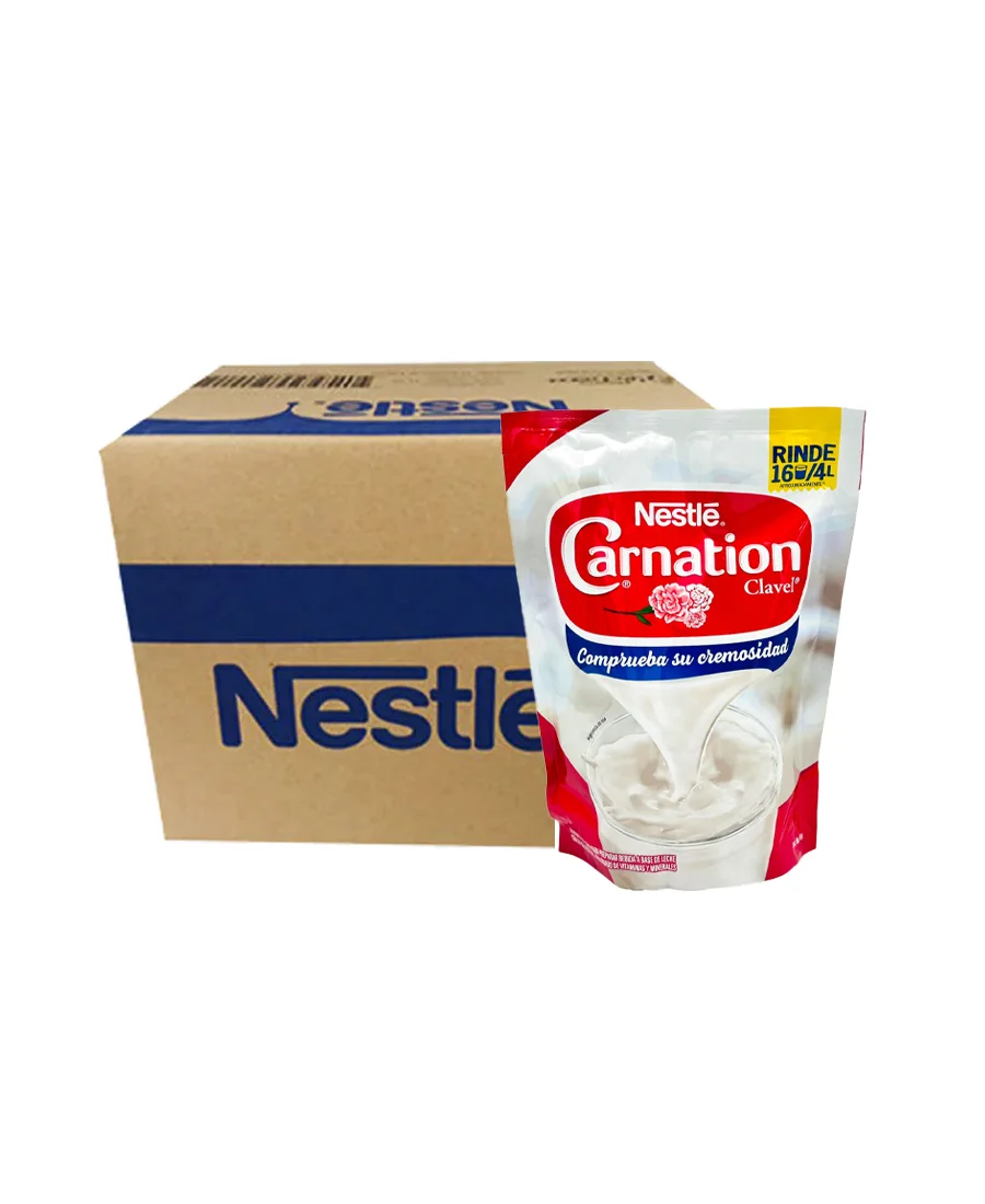 Leche en polvo Carnation Clavel Nestlé Caja de 24 piezas de 460 g cada una
