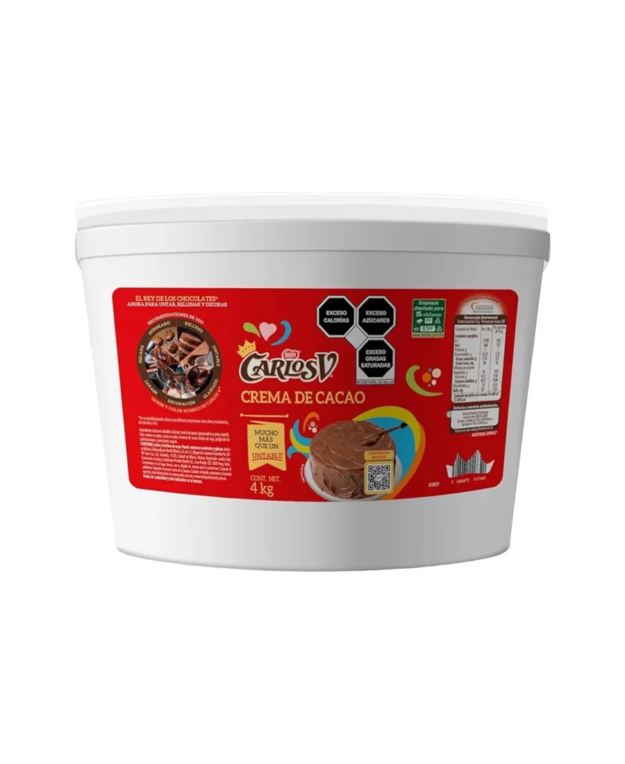 Crema de cacao untable Carlos V Nestlé Cubeta de 4 Kg