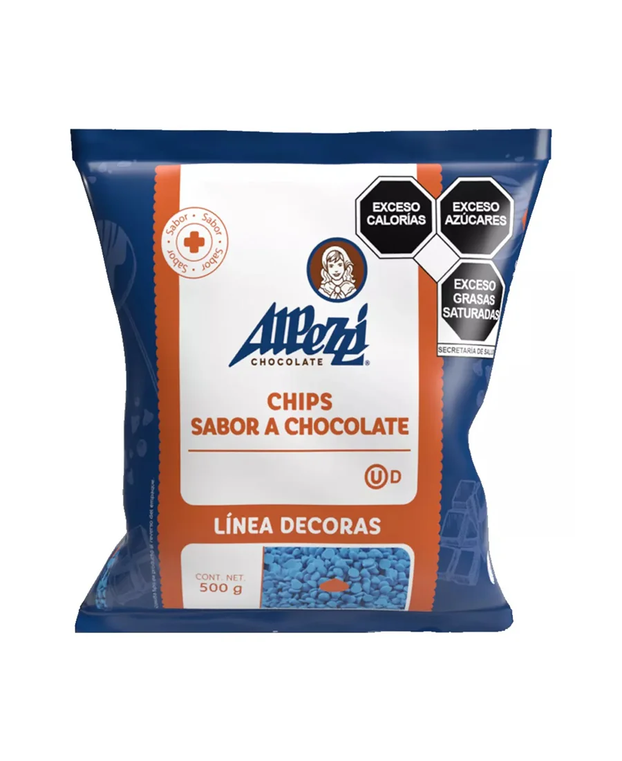 Chips azules sabor chocolate Alpezzi de 500 g