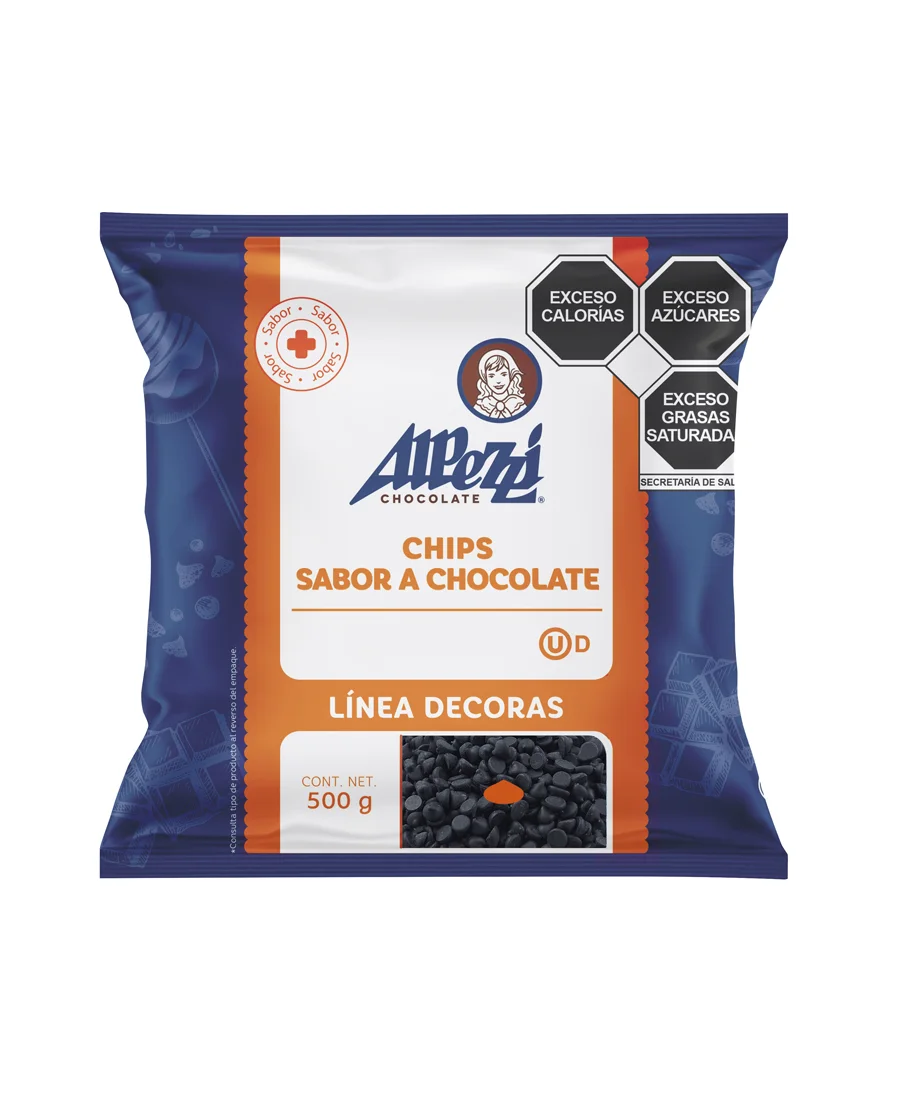 Chips negros sabor chocolate Alpezzi de 500 g