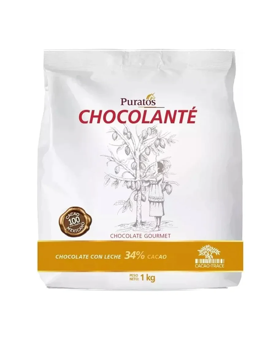 Gotas de chocolate con leche Chocolanté 34% cacao Puratos de 1 Kg