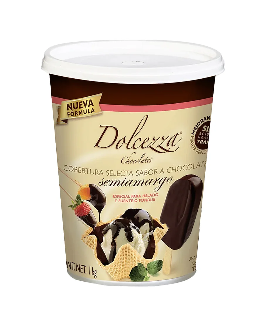 Cobertura para helado semiamargo Dolcezza de 1 Kg