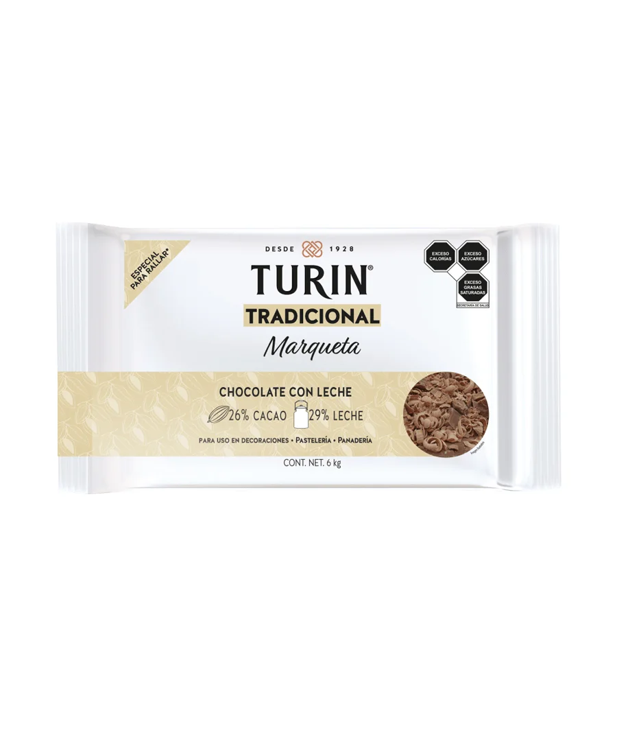 Marqueta de chocolate con leche Turín de 6 Kg