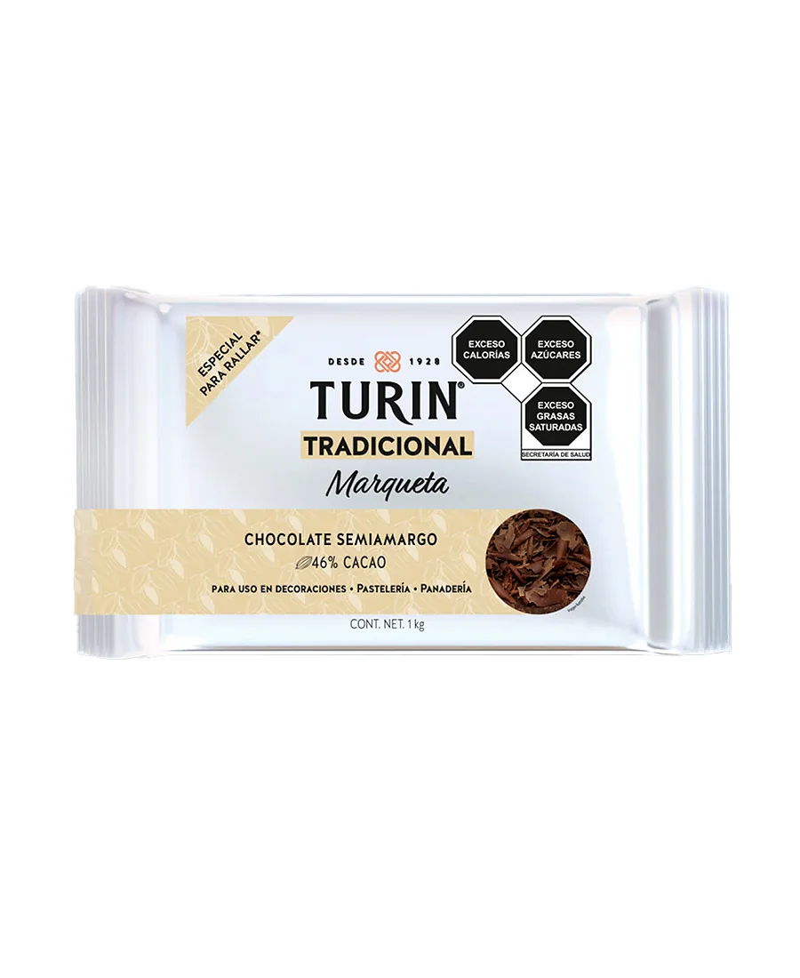 Marqueta de chocolate semiamargo Turín de 1 Kg