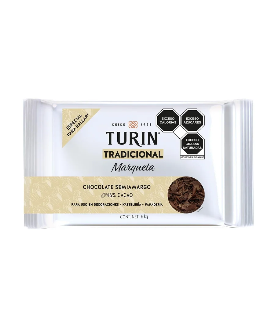 Marqueta de chocolate semiamargo Turín de 6 Kg