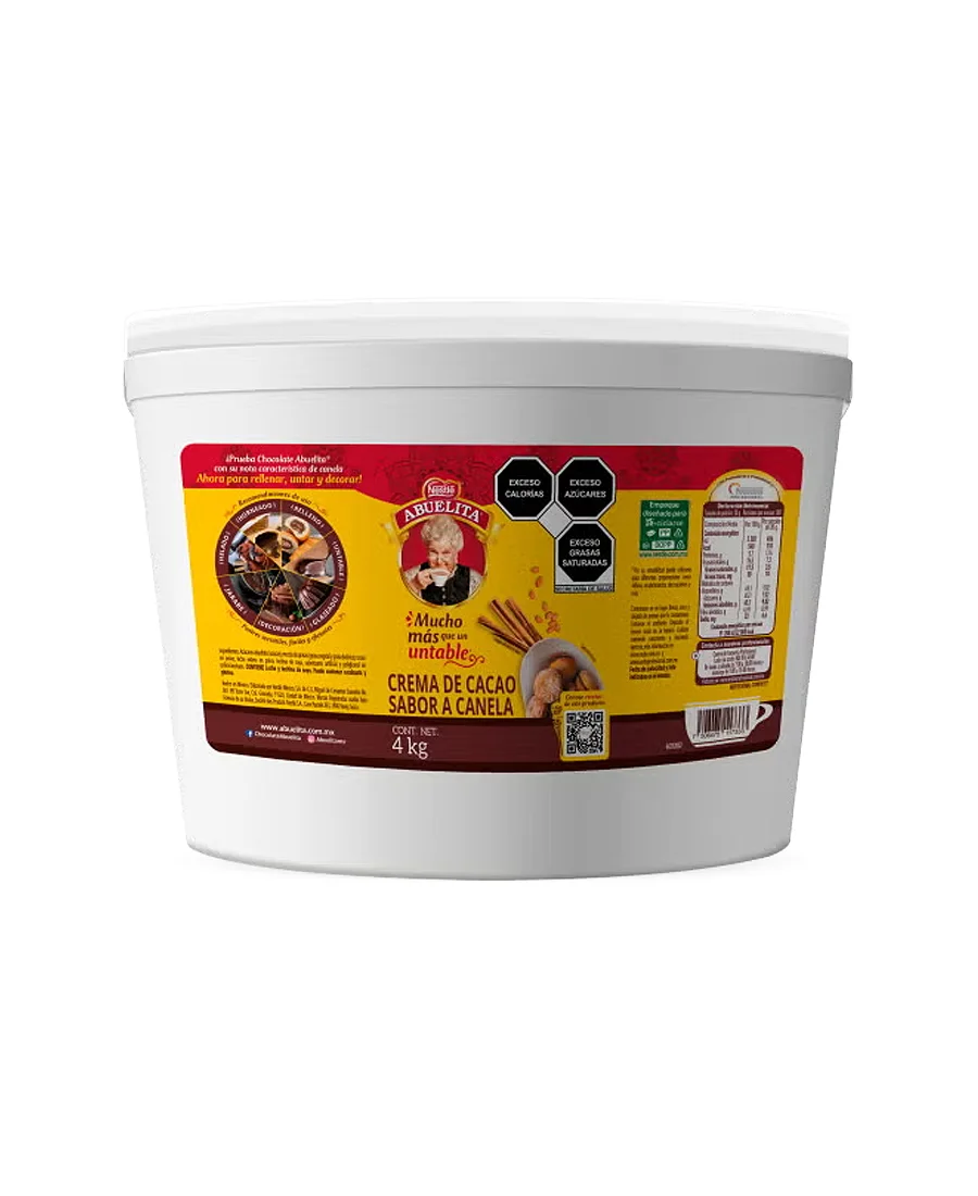 Crema de cacao sabor Canela Chocolate Abuelita Nestlé Untable Cubeta de 4 Kg