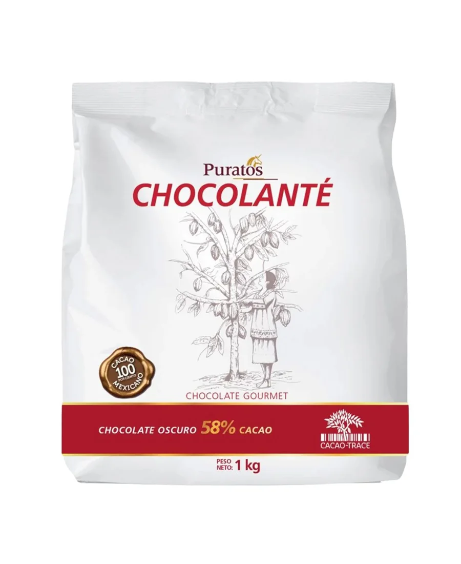 Gotas de chocolate oscuro Chocolanté 58% cacao Puratos de 1 Kg