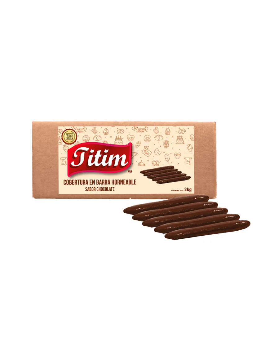 Cobertura en barra horneable sabor chocolate Titim de 2 Kg