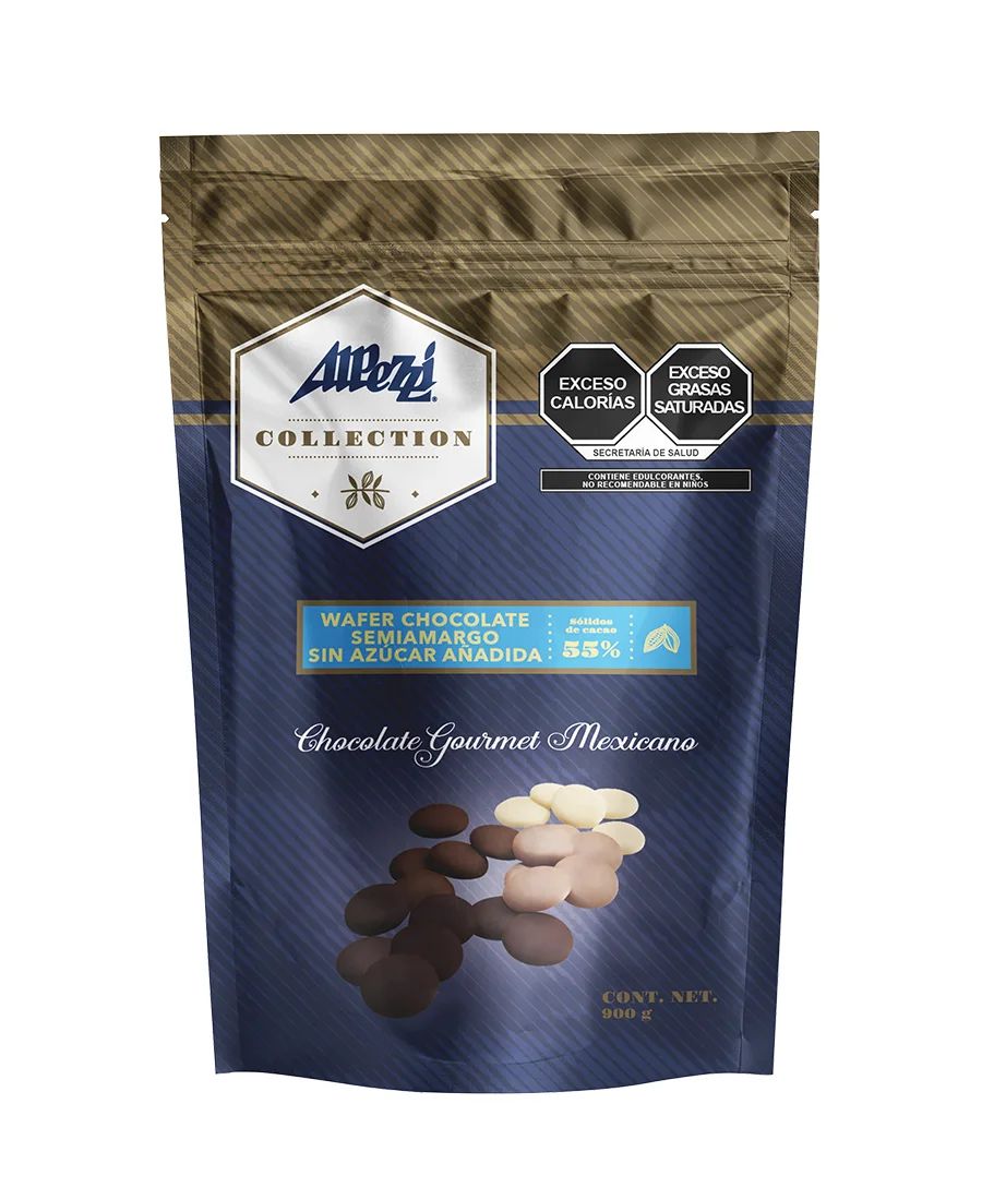 Wafer chocolate semiamargo sin azúcar Alpezzi de 900 g