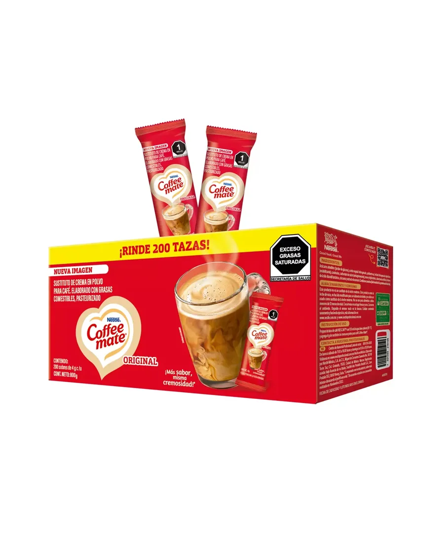 Sustituto de crema Coffee Mate Nestlé con 200 pzas de 4 g