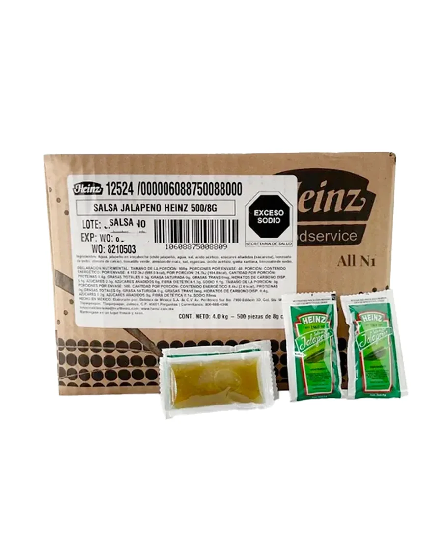 Chiles jalapeños Heinz con 500 sobres de 8 g