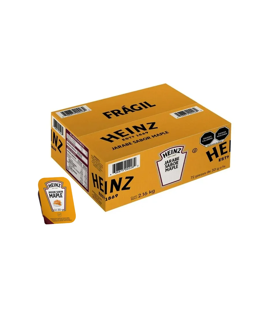 Jarabe sabor Maple Heinz Caja de 72 piezas de 30 g cada una