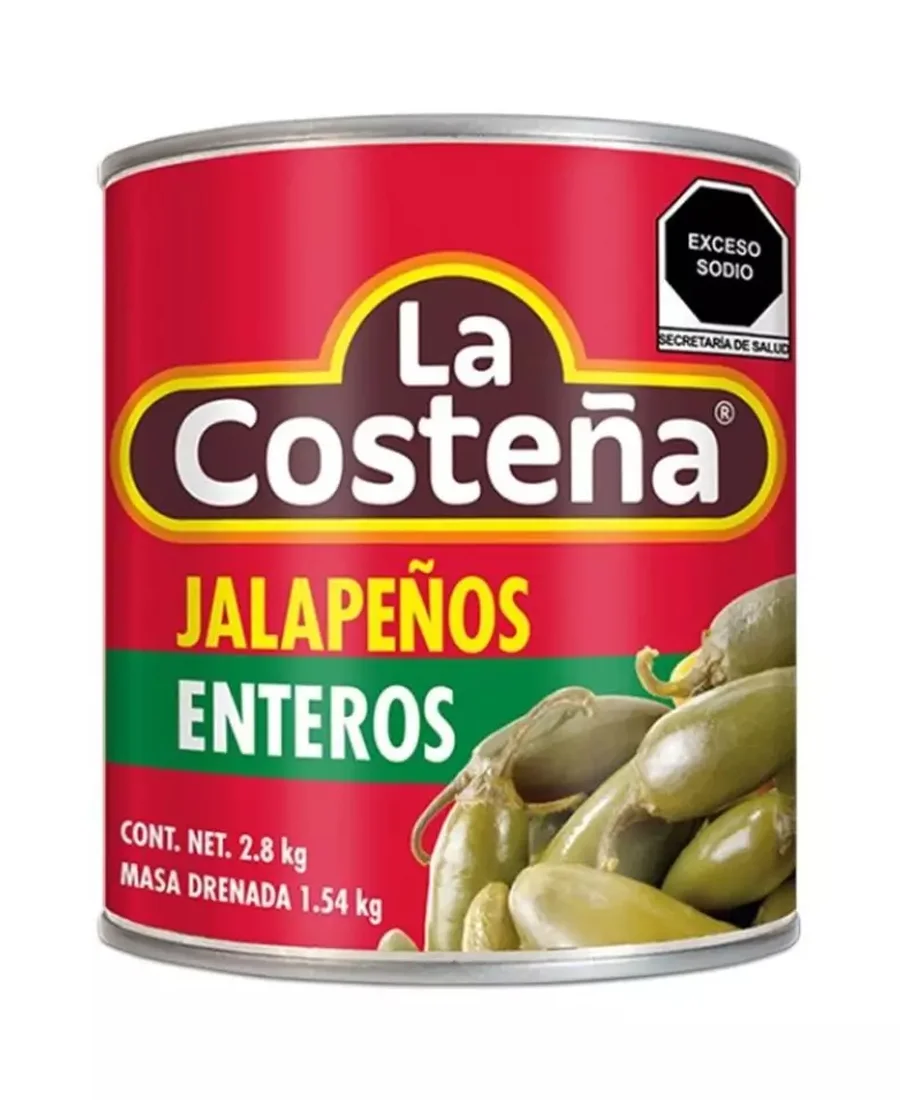 Chiles jalapeños Enteros La Costeña Lata de 2.8 Kg
