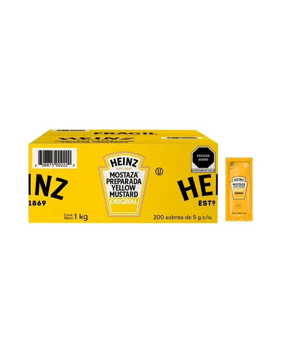 Mostaza Heinz Caja de 200 sobres de 5 g