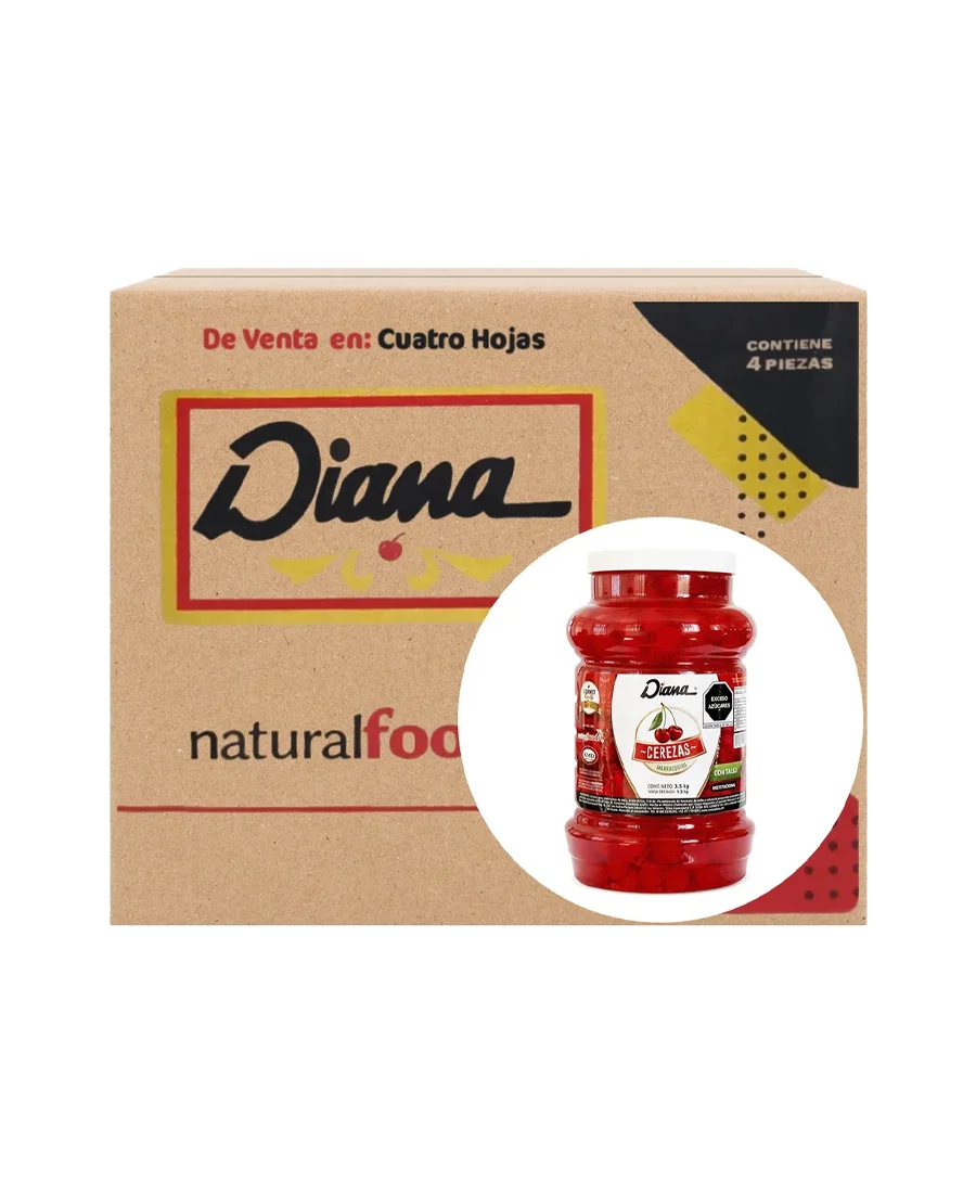 Cerezas con tallo Diana Roja Caja de 4 piezas de 3.5 Kg