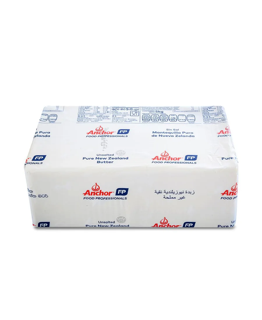 Mantequilla sin sal pura de Nueva Zelanda Anchor Caja de 4 piezas de 5 Kg cada una