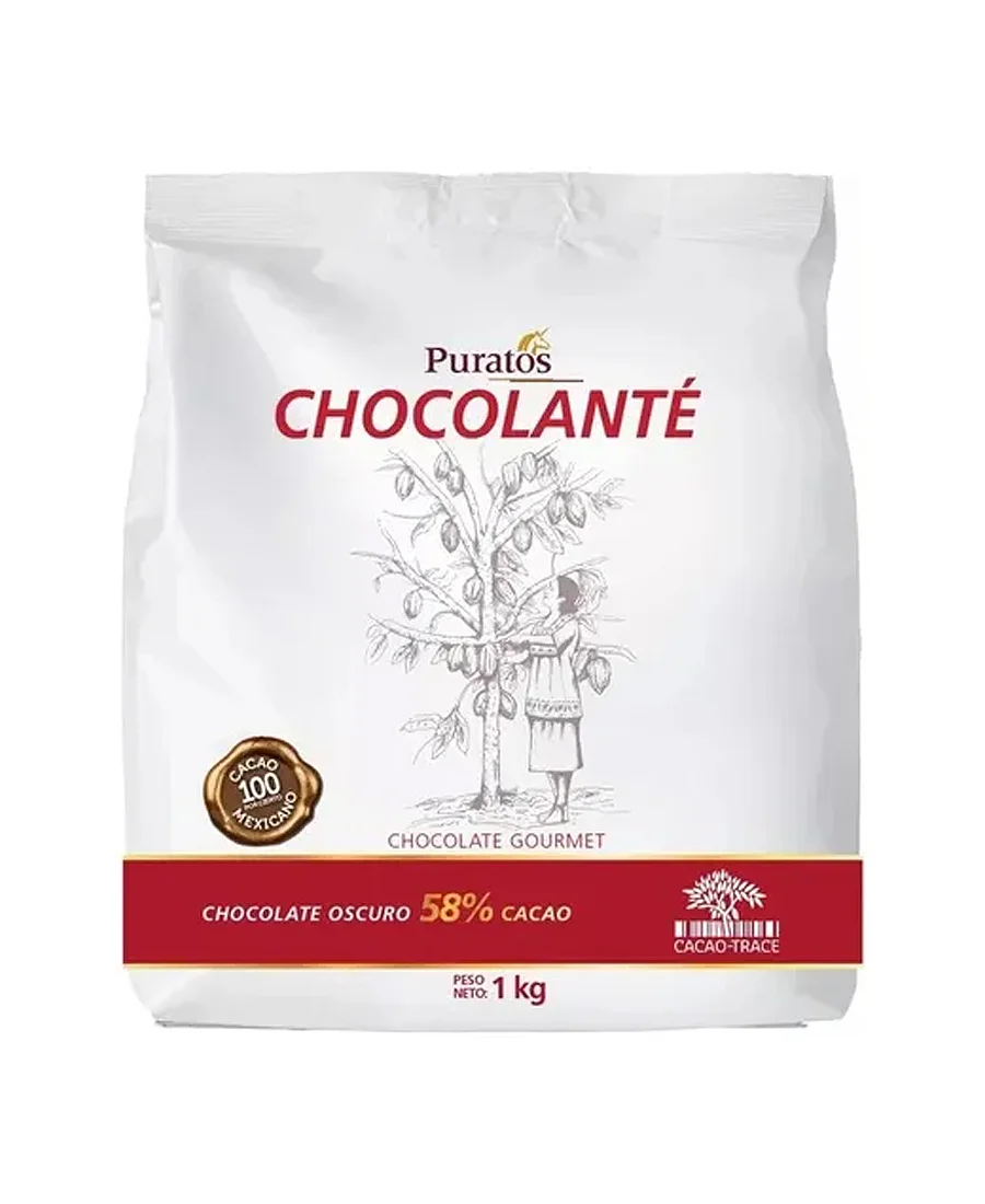 Gotas de chocolate semi amargo Chocolanté 58% cacao Puratos de 1 Kg – De venta en Zafra Coyoacán