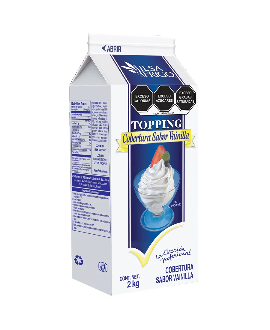 Topping cobertura sabor vainilla Ilsa Frigo de 2 Kg  De venta en Zafra Coyoacán