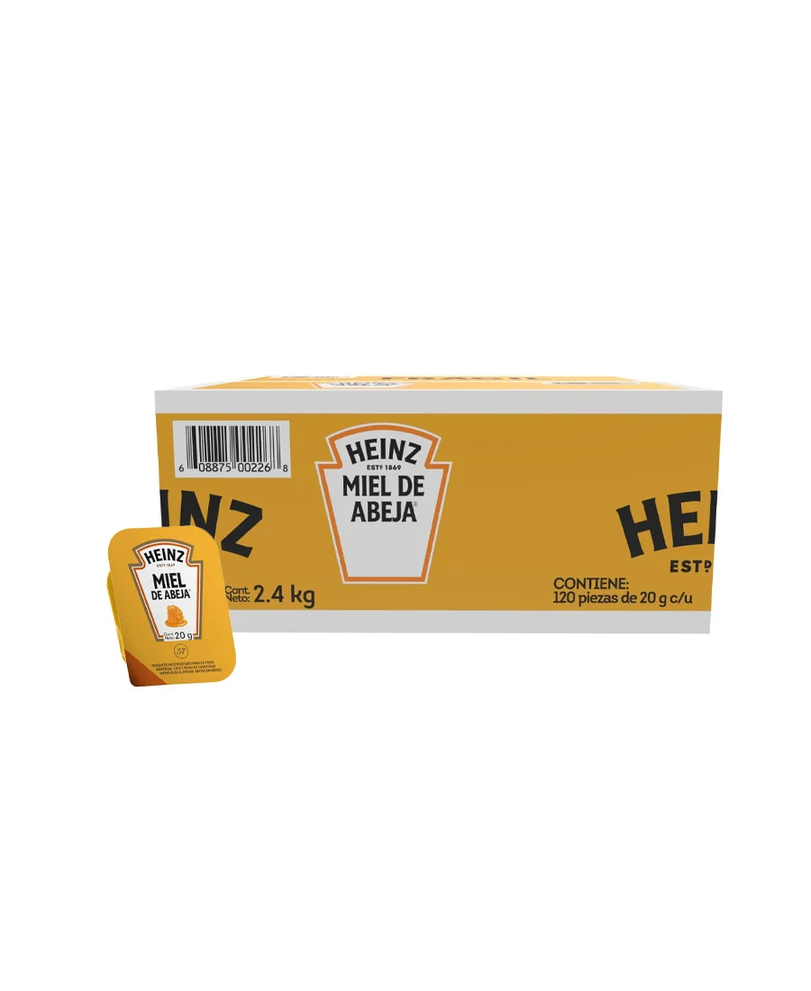 Miel de abeja Heinz Caja de 120 piezas de 20 g cada una  De venta en Zafra Coyoacán